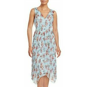 Likely Blue Pleated Floral Dress